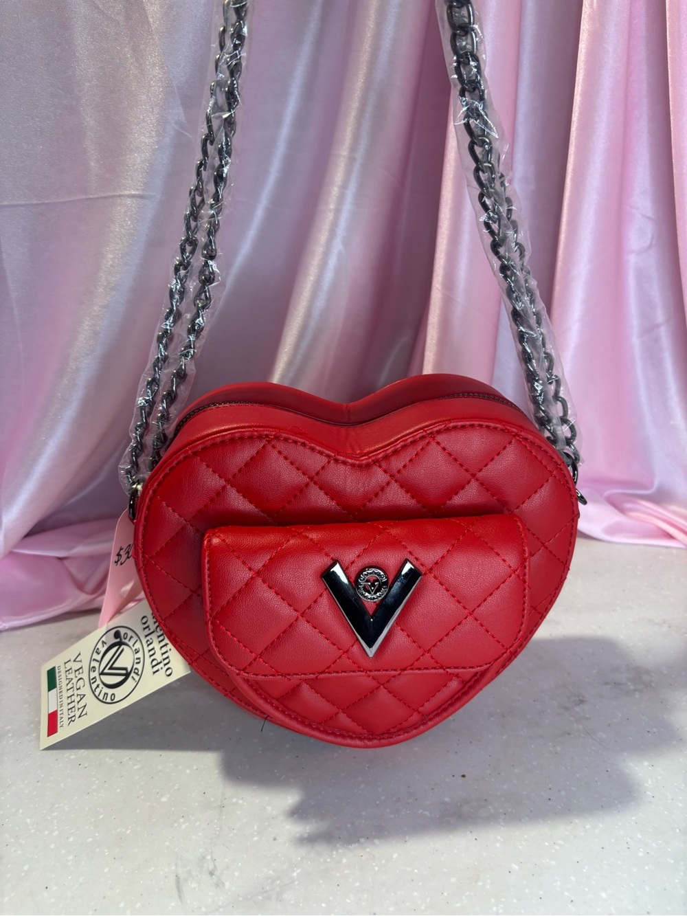 Valentino Orlandi Red Quilted Heart Crossbody